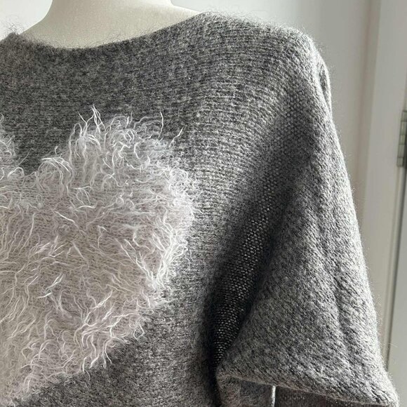Rebelqueen by Liu Jo Dark Heather Grey Mohair-Blend Dolman Heart Sweater – EU M - Picture 7 of 12